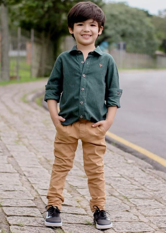 GREEN SHIRTS AND BROWN PANTS